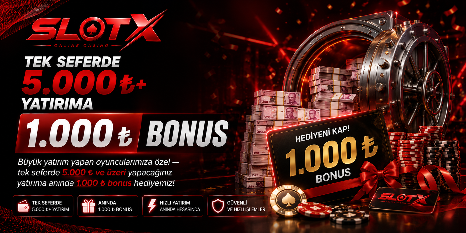Tek Seferde 5.000 ₺+ Yatırıma 1.000 ₺ Bonus